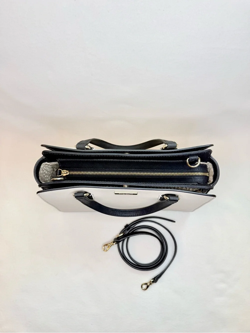 Kate Spade Black and Cream Two-Tone Structured Satchel